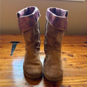 UGG Tan Suede Women's Boots with Pink Lining